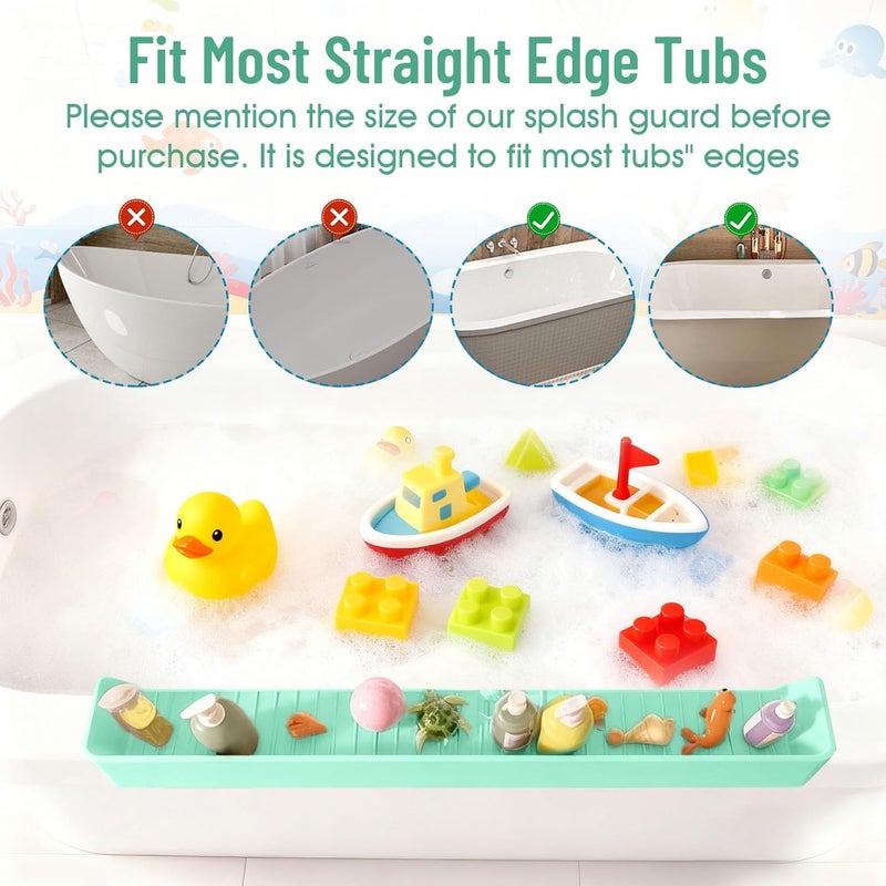 Himake Splash Guard for Bathtub Kids, Longer Silicone Bathtub Splash Guard with 11 Suction Cups, Bath Tub Play Shelf for Kids & Toy Holder, Prevent Water Spill in Bathroom, Green - Image 5